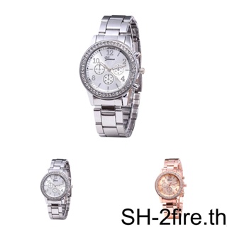 【2Fire】Unisex นาฬิกาข้อมือควอตซ์แฟชั่น สายแสตนเลส สําหรับคู่รัก