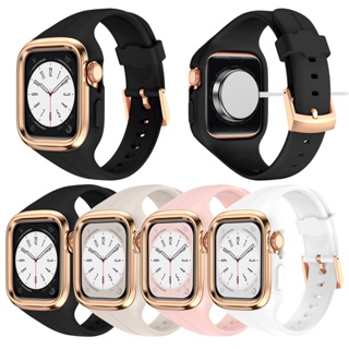 สายนาฬิกาข้อมือซิลิโคน สําหรับ Apple Watch 8 7 6 SE 5 4 IWatch 40 มม. 41 มม.