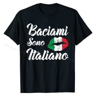 sadasเสื้อยืดผ้าฝ้ายพรีเมี่ยม ใหม่ เสื้อยืดผ้าฝ้าย พิมพ์ลาย Baciami Sono Italiano Kiss Me Im Italian Italia Italy 3D แฟช