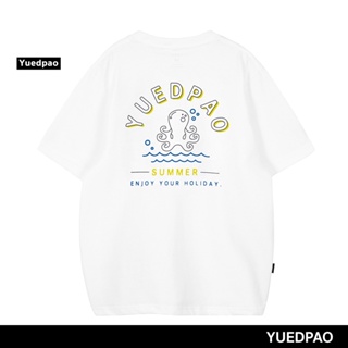 【HOT SALE】Yuedpao ยอดขาย No.1 รับประกันไม่ย้วย 2 ปี ผ้านุ่ม เสื้อยืดเปล่า เสื้อยืด Oversize White tako wasabi print