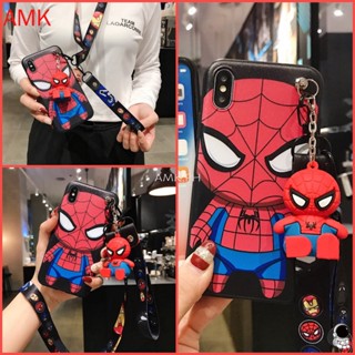 Hxmf เคสโทรศัพท์มือถือแบบนิ่ม ใส กันกระแทก ลายการ์ตูนอนิเมะแบทแมน สไปเดอร์แมน พร้อมตุ๊กตา สําหรับ Samsung A14 A04S A03S A03 A02S A02 A10 M10 A10S A11 A12 A13 A20 A30 A20S A21S A22 A23 A53 A73 5G