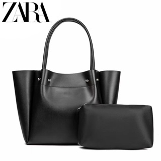 Zara ใหม่ กระเป๋าถือ กระเป๋าสะพายไหล่ หนังนิ่ม ทรงโท้ท ความจุขนาดใหญ่ 2023 2 ชิ้น ต่อ 1 สําหรับผู้หญิง