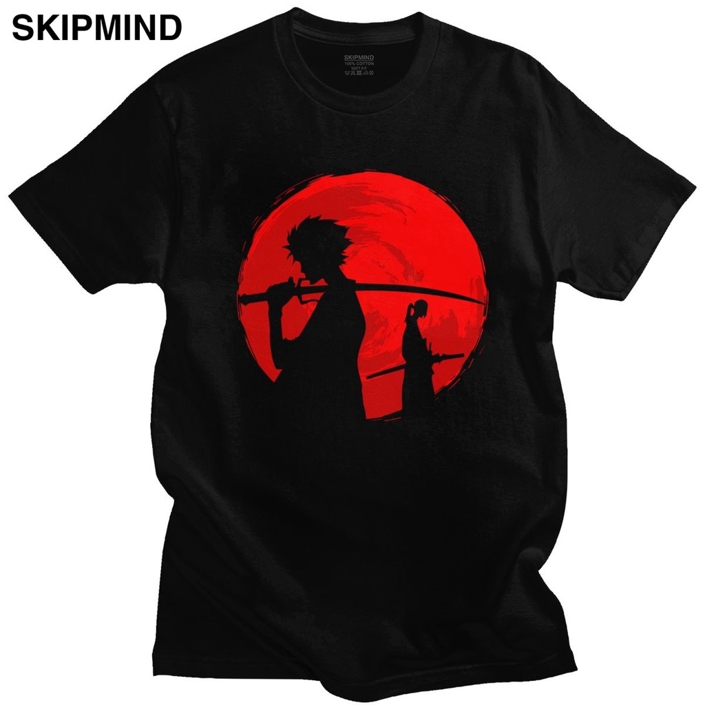 ขายดี-เสื้อยืดแขนสั้น-แบบนิ่ม-พิมพ์ลายอนิเมะ-มังงะ-moon-samurai-champloo-สีแดง-สําหรับผู้ชาย-2023-555257