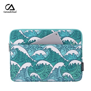 ผ้าใบ Artisan Sea Wave ​กระเป๋าแล็ปท็อป พร้อมกระเป๋าด้านหน้า กันน้ํา สําหรับแท็บเล็ต M1 M2 Acer Dell 11 12 13 14 15 นิ้ว