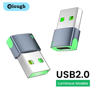 Elough อะแดปเตอร์แปลงข้อมูล USB A เป็น Type C OTG Type C ตัวผู้ เป็นตัวเมีย พร้อมไฟ LED