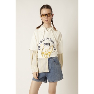 ESP เสื้อสเวตครอปลายเฟรนช์ชี่ ผู้หญิง สีขาว | Frenchie Cropped Sweatshirt | 5966