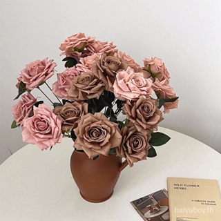 ช่อดอกกุหลาบจําลอง คาปูชิโน่ ดอกกุหลาบ ภาพวาดสีน้ํามัน 7 ดอก สําหรับตกแต่งบ้าน โรงแรม งานแต่งงาน