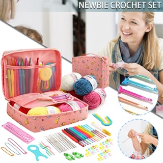 New 79pcs Starters Ergonomic Crochet Hook Set 5 Rolls Yarn Knitting Needles Kit