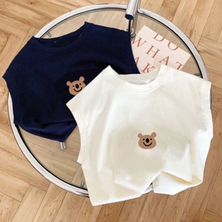พร้อมส่ง ขายดี เสื้อยืดแขนกุดลําลอง ผ้าฝ้าย 100% สไตล์เกาหลี ญี่ปุ่น แฟชั่นฤดูร้อน สําหรับเด็ก