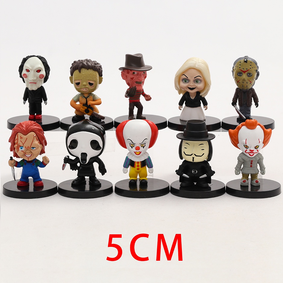 โมเดลตุ๊กตาฟิกเกอร์-jason-freddy-pennywise-chucky-billy-ghostface-v-5-ซม-10-ชิ้น-ต่อชุด