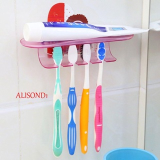 ALISOND1 ชั้นวางแปรงสีฟัน ยาสีฟัน แบบพลาสติก มีกาวในตัว อุปกรณ์เสริม สําหรับห้องน้ํา