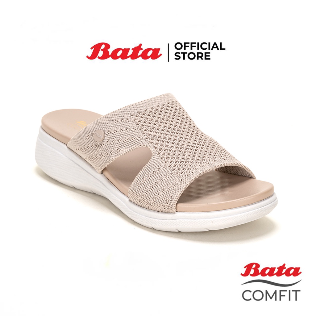 bata-บาจา-comfit-รองเท้าแตะเพื่อสุขภาพ-แบบสวม-รองรับน้ำหนักเท้าได้ดี-สูง-1-นิ้ว-สำหรับผู้หญิง-รุ่น-rebound-สีดำ-6016021-สีเบจ-6018021