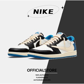 ของแท้ 100% Travis Scott x Fragment Design x Air Jordan 1 Low OG SP รองเท้าผ้าใบ