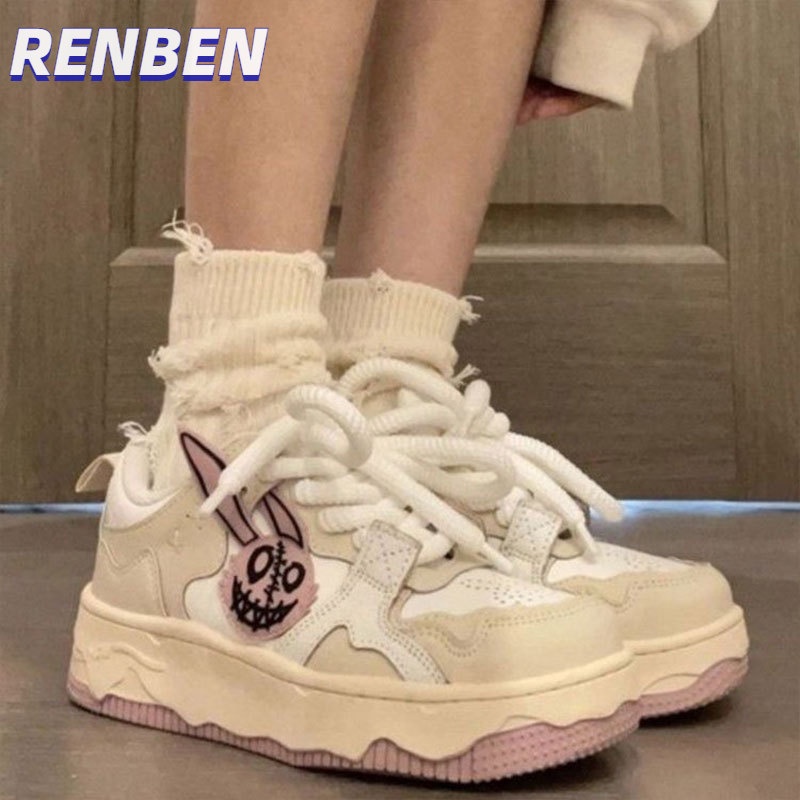 renben-รองเท้าผู้หญิงถักเวอร์ชั่นเกาหลีสบาย-ๆ-วิ่งรองเท้าผ้าใบแฟชั่นเบา