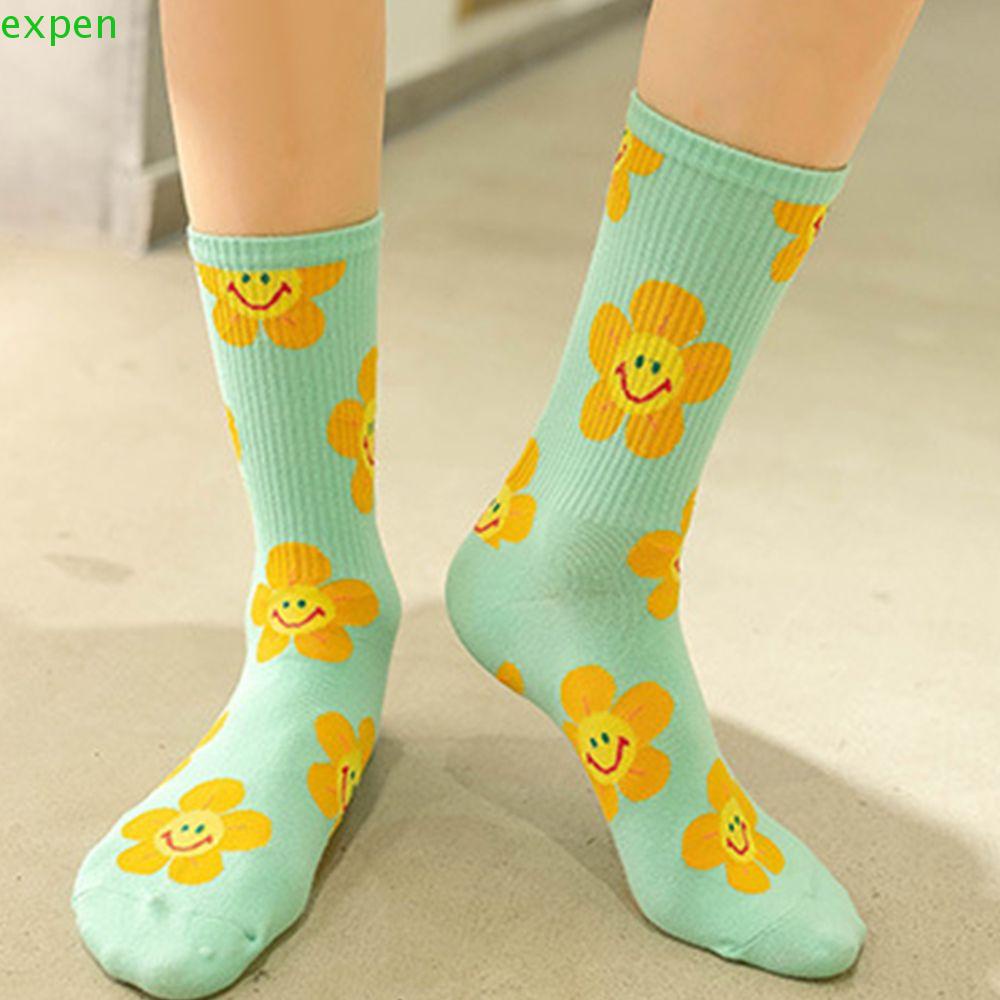 expen-ถุงเท้าผู้หญิง-อบอุ่น-ฮาราจูกุ-เด็กผู้หญิง-ของขวัญ-แฟชั่น-ออกแบบ-กลางท่อ-หน้ายิ้ม-ดอกไม้-การ์ตูน-ร้านขายชุดชั้นใน