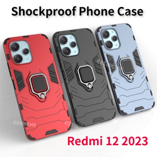 เคสโทรศัพท์มือถือแบบแข็ง กันกระแทก พร้อมแหวนขาตั้งแม่เหล็ก สําหรับ Redmi 12 4G 2023 Redmi 12 12C Redmi12 10 10C 4G