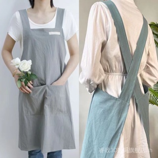 Apron Japanese and Korean retro fashion mens and womens work clothes 2023 new cotton Kitchen home custom logo printing TECP