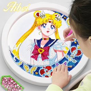 【Aibei】ครอสติสคริสตัล💎เซเลอร์มูน ภาพวาดเพชร พร้อมกรอบรูป ของเล่น DIY สำหรับเด็กหญิงและเด็กชาย