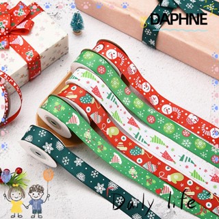 Daphne ริบบิ้นห่อกล่องของขวัญ 25 มม. 10 หลา Diy พิมพ์ลายคริสต์มาส