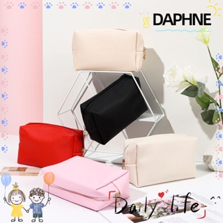 Daphne กระเป๋าเครื่องสําอางหนัง Pu ขนาดพกพาหลากสี