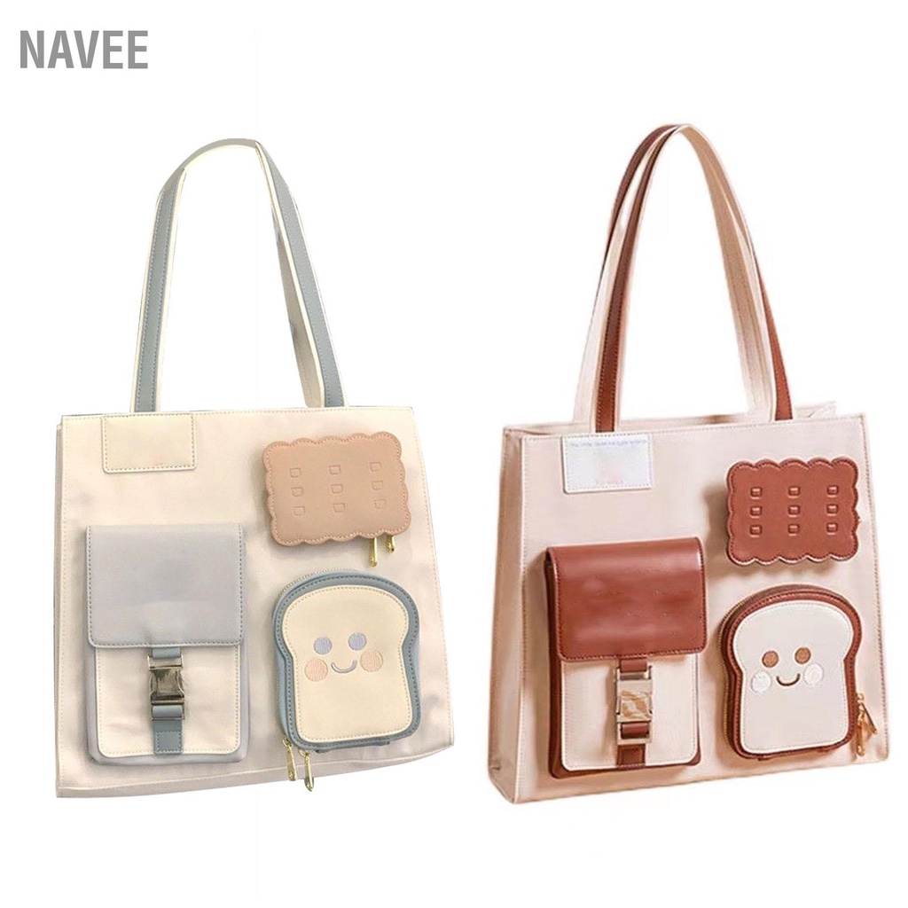navee-กระเป๋าสะพายไหล่ความจุขนาดใหญ่ดีไซน์น่ารักกระเป๋าถือผู้หญิงแบบพกพาน้ำหนักเบาสำหรับการเรียนการเดินทาง