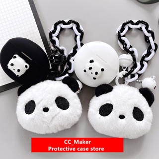 For Honor EarBuds X5 Case Cartoon Panda Plush Bracelet Keychain Pendant Honor EarBuds X5 Silicone Soft Case Honor LCHSE X5S / Honor Earbuds X3i/X3i Lite Shockproof Case Protective Cover Cute Silicone Clutch Lanyard Pendant Honor Earbuds 3 Pro Cover