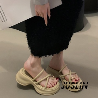 JUSLIN รองเท้าแตะ รองเท้าแตะผู้หญิง ส้นแบน ใส่สบาย สไตล์เกาหลี รองเท้าแฟชั่น 2023 ใหม่ 072713