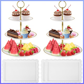 ชุดถาดวางคัพเค้ก ทรงสี่เหลี่ยมผืนผ้า 3 ชั้น ใช้ซ้ําได้ 5 ชิ้น SHOPSBC6332