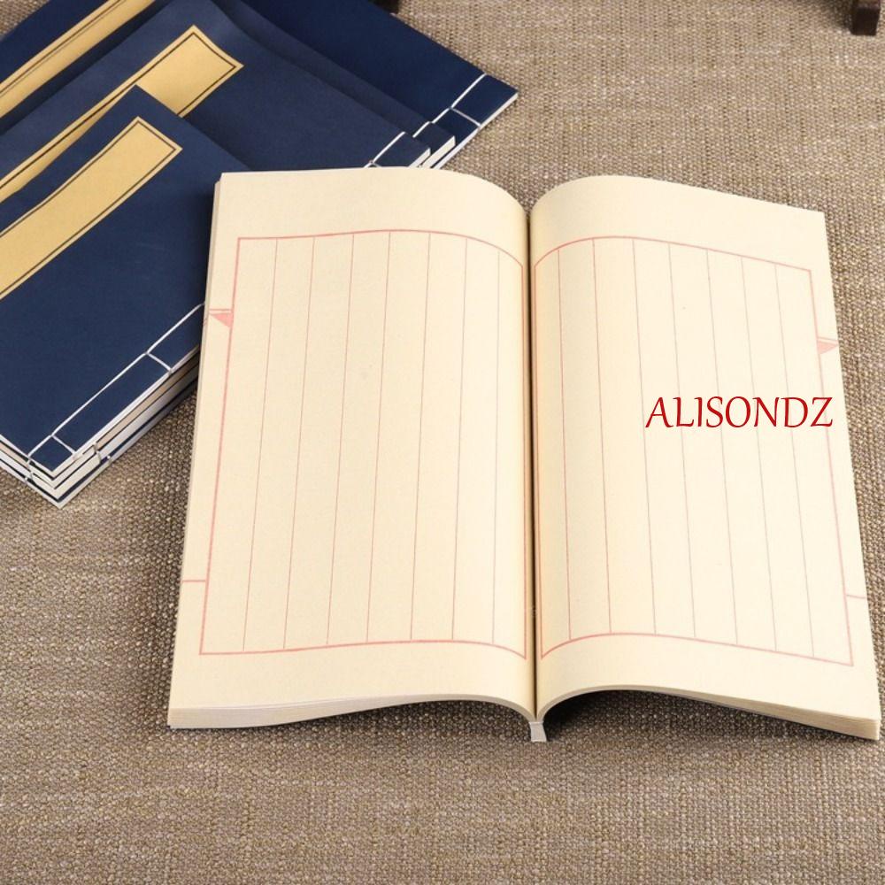 alisondz-หนังสือเขียนด้วยมือ-โบราณ-นุ่ม-ผูกพัน-แนวตั้ง-ลายทาง-การประดิษฐ์ตัวอักษร-ฝึกเขียนพู่กัน-สไตล์จีน-กระดาษ-xuan