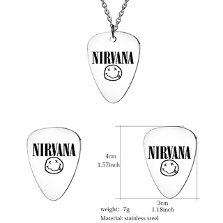 Nirvana สร้อยคอเชือกหนัง จี้ปิ๊กกีตาร์ สไตล์อเมริกันร็อค พร้อมส่ง SX