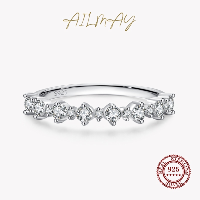 ailmay-แหวนเงินสเตอร์ลิง-925-วางซ้อนกันได้-เรียบง่าย-คลาสสิก-เครื่องประดับ-สําหรับผู้หญิง-งานแต่งงาน-หมั้น-ของขวัญ