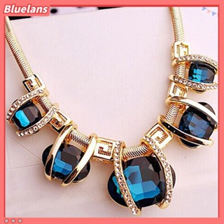 【 Bluelans 】สร้อยคอโชคเกอร์โซ่ จี้คริสตัล สีทอง แฟชั่นสําหรับผู้หญิง