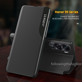 เคสโทรศัพท์มือถือหนังแข็ง ฝาพับแม่เหล็ก กันกระแทก ตั้งได้ สําหรับ Honor 90 5G Honor90 Pro Lite 2023