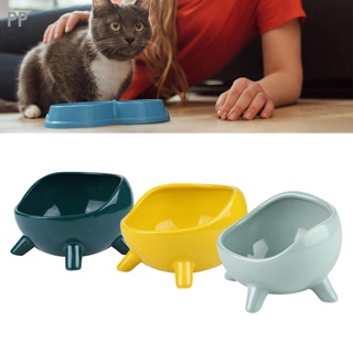 PP ชามอาหารแมวป้องกันการลื่นเซรามิคลดความเครียดคอเอียง Feeder Back Flow Prevention Pet Bowl