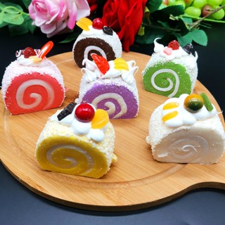 เค้กโรล Swiss Roll สไตล์ญี่ปุ่น เค้กปลอม งาน PU สวยสมจริง แต่งบ้าน แต่งร้านค้า พร๊อพถ่ายรูป