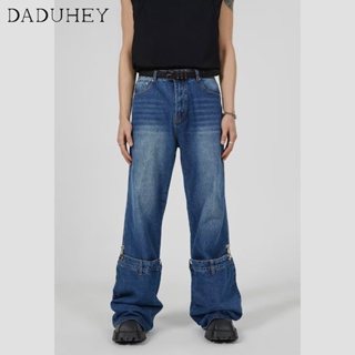 DaDuHey🔥 Summer New 2023 Hong Kong Style Trendy Personality Jeans Mens Hip Hop Ins Trendy High Street Fashionable Handsome Casual Pants