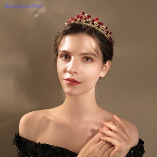[Beautyoufeel] มงกุฎคาดศีรษะ ประดับไข่มุก พลอยเทียม ดอกกุหลาบ สไตล์วินเทจ เครื่องประดับ สําหรับผู้หญิง เจ้าสาว งานแต่งงาน