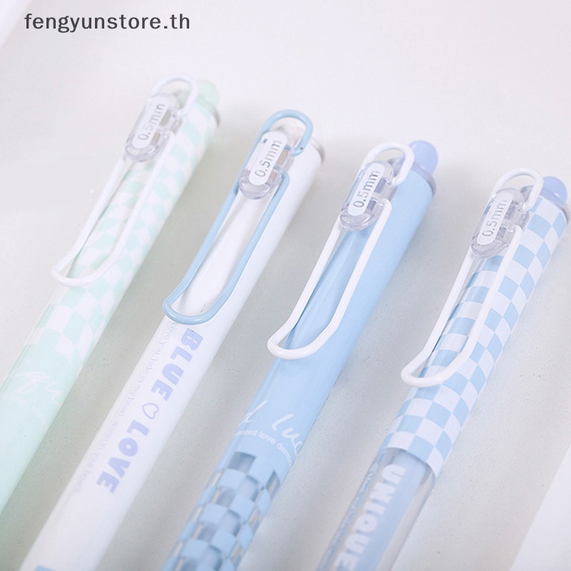 yunstore-ชุดปากกาเจลลูกลื่น-หมึกสีดํา-0-5-มม-สีขาว-และสีฟ้า-สําหรับเครื่องเขียนโรงเรียน-4-ชิ้น