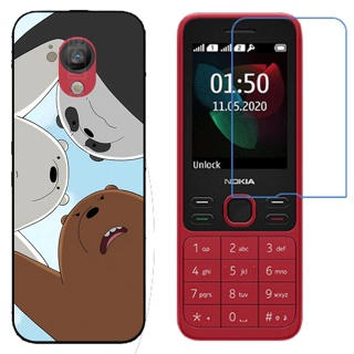เคสโทรศัพท์มือถือ ซิลิโคนนิ่ม ขอบสี่เหลี่ยม ป้องกันรอย ป้องกันการระเบิด ลายหมี สําหรับ Nokia 150 125 2020