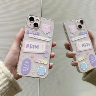 Sticker Style Label Print Phone Case For Iphone 11Promax Transparent Iphone12/13 Soft Xs Drop-Resistant XR Creative 7/8P