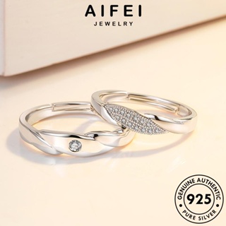 AIFEI JEWELRY เครื่องประดับ แฟชั่น แท้ แหวน ต้นฉบับ 925 เงิน คู่รัก เกาหลี เครื่องประดับ คลื่นที่เรียบง่าย มอยส์ซาไนท์ไดมอนด์ Silver R62