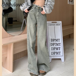 DaDulove💕 New Korean Version of INS Retro Washed Jeans Raw Edge High Waist WOMENS Wide-leg Pants Large Size Trousers