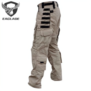 Eaglade กางเกงคาร์โก้ กันน้ํา มีหลายกระเป๋า สีกากี สําหรับผู้ชาย
