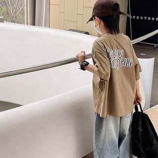 พร้อมส่ง ใหม่ เสื้อยืดแขนสั้น ผ้าฝ้าย 100% พิมพ์ลาย ทรงหลวม สไตล์เกาหลี ญี่ปุ่น แฟชั่นฤดูร้อน สําหรับเด็กผู้ชาย 2023