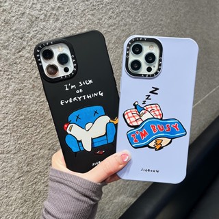 Casetify เคสโทรศัพท์ ซิลิโคนนุ่ม ผิวด้าน กันกระแทก สี่มุม ลายการ์ตูนเป็ดนอนหลับ สําหรับ iPhone 14 13 12 11 Pro MAX IX XS MAX XR 6 7 8 Plus