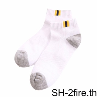 【2fire】ใหม่ ถุงเท้าข้อสั้น ผ้าฝ้าย ผ้าตาข่าย ระบายอากาศ สําหรับผู้ชาย