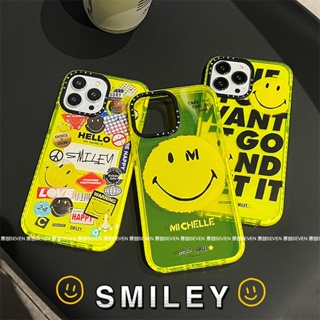 Personalized Yellow Smiley Face Label Phone Case for Iphone14 Apple 13promax/12/11 Transparent