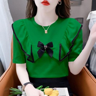 [Fashion Recommendation] เสื้อยืดแขนสั้น ประดับโบว์ สวยหรู แฟชั่นฤดูร้อน สําหรับผู้หญิง