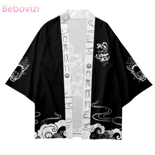 เสื้อคาร์ดิแกน ทรงหลวม พิมพ์ลายการ์ตูนอนิเมะ Yukata Haori Kimono สไตล์ญี่ปุ่น แฟชั่นฮาราจูกุ สําหรับผู้หญิง และผู้ชาย