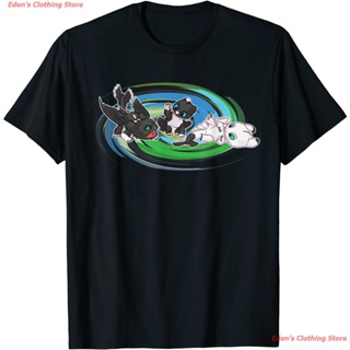 【ใหม่】เสื้อยืดผ้าฝ้าย  Unisex How To Train Your Dragon 3 Hidden World Siblings T-Shirt เสื้อยืดพิมพ์ลายภา